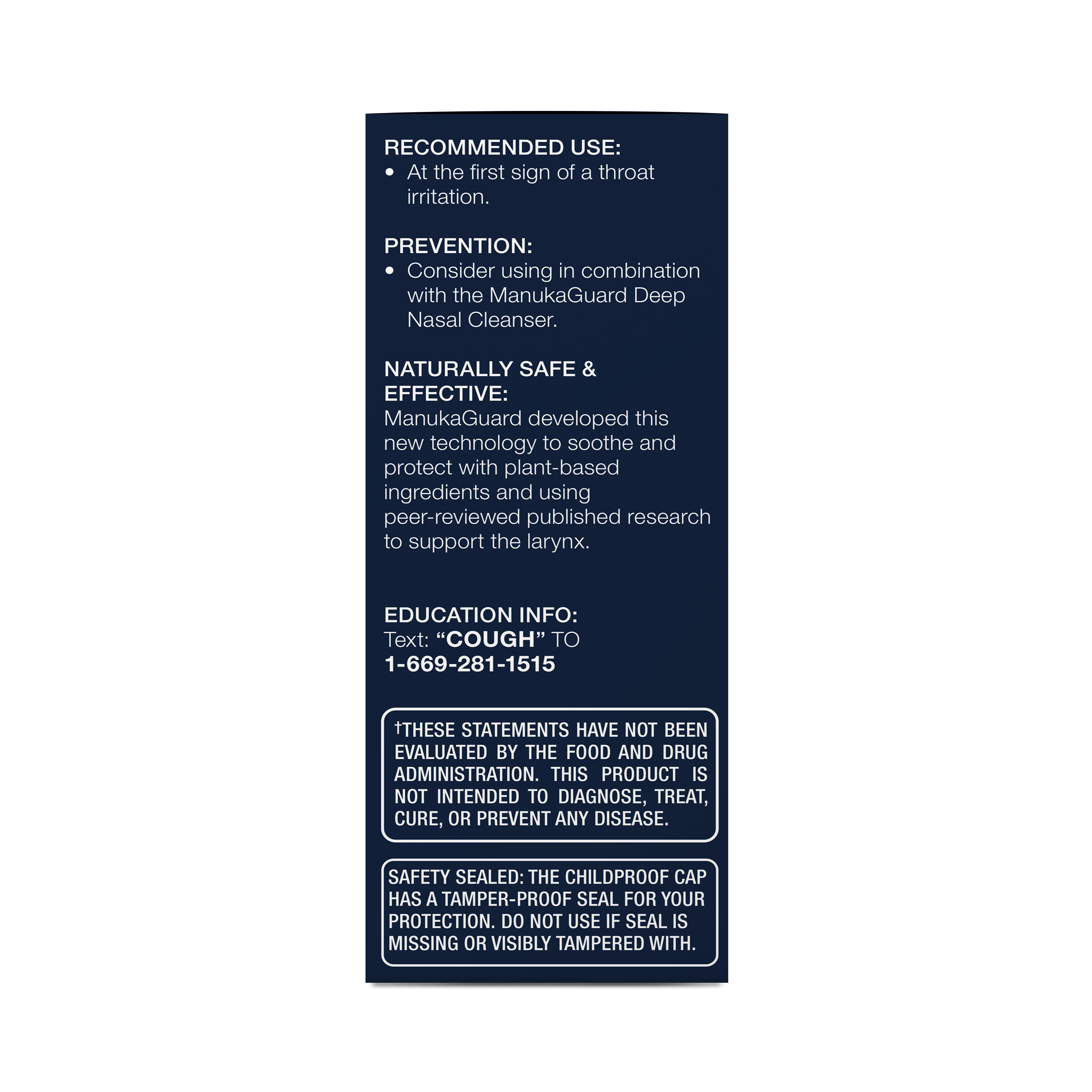 Cough & Throat Syrup, Medical Grade Manuka Honey, MGO 600