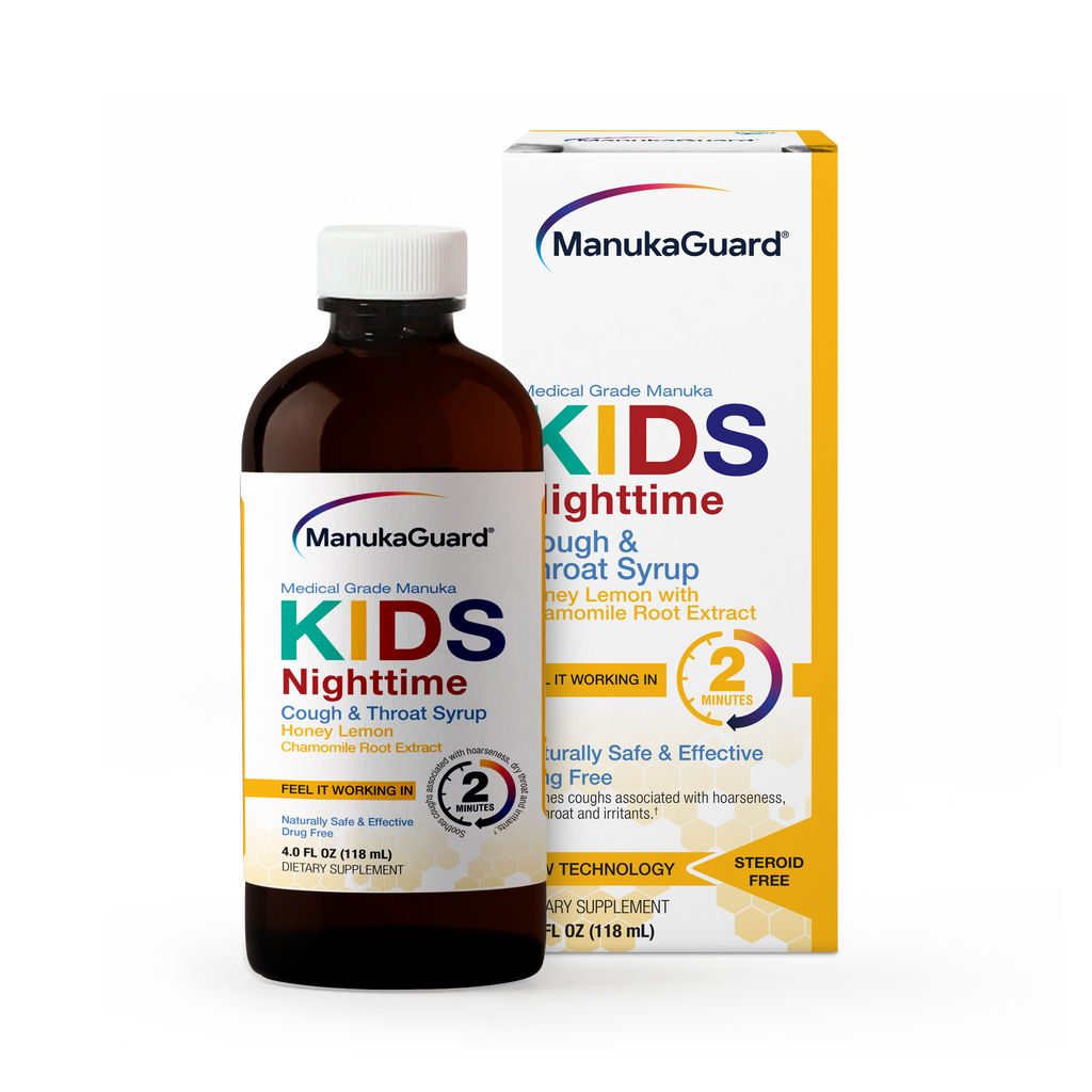 Kids Nighttime Cough & Throat Syrup, Honey Lemon, Medical Grade Manuka Honey